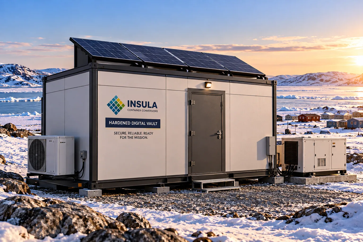 Insula Hardened Digital Vault with solar roof and generator in the Arctic